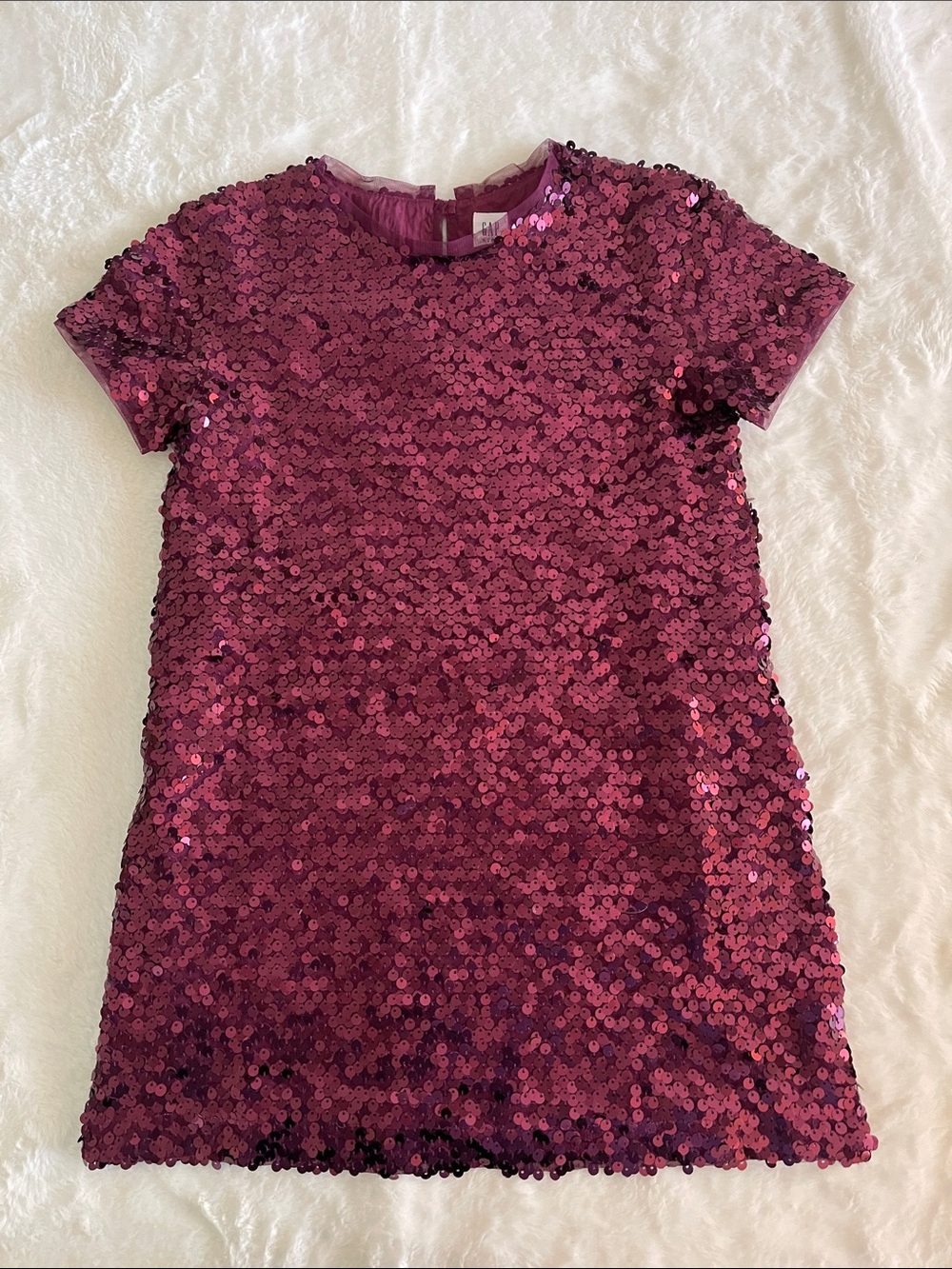 GAP Girls' Sequin Shift Dress Top - Plum/Purple SZ S 6-7